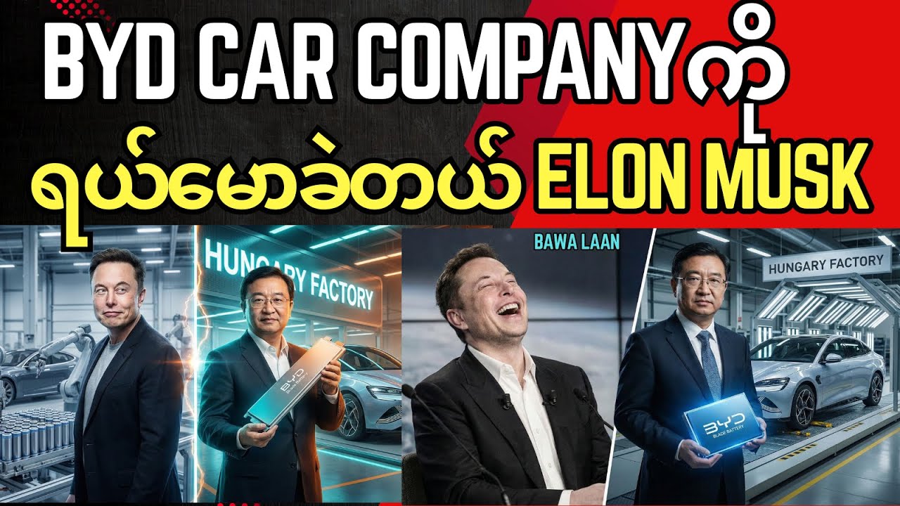 BYD Car Company ကိုရယ်မောလှောင်ပြောင်းခဲတယ် Elon Musk   BYD ရဲ့ လျှပ်စစ်ကား