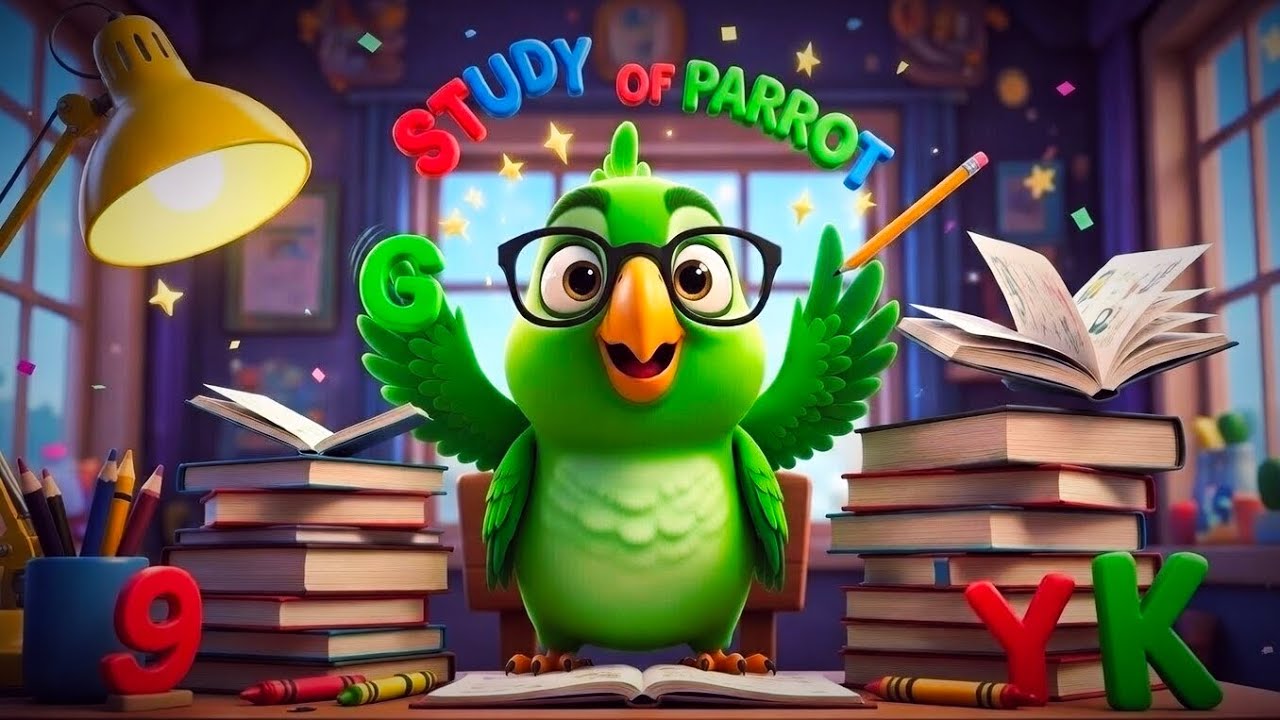 तोते की पढ़ाई | Funny Hindi Kids Cartoon Poem | Kids Learning Song 