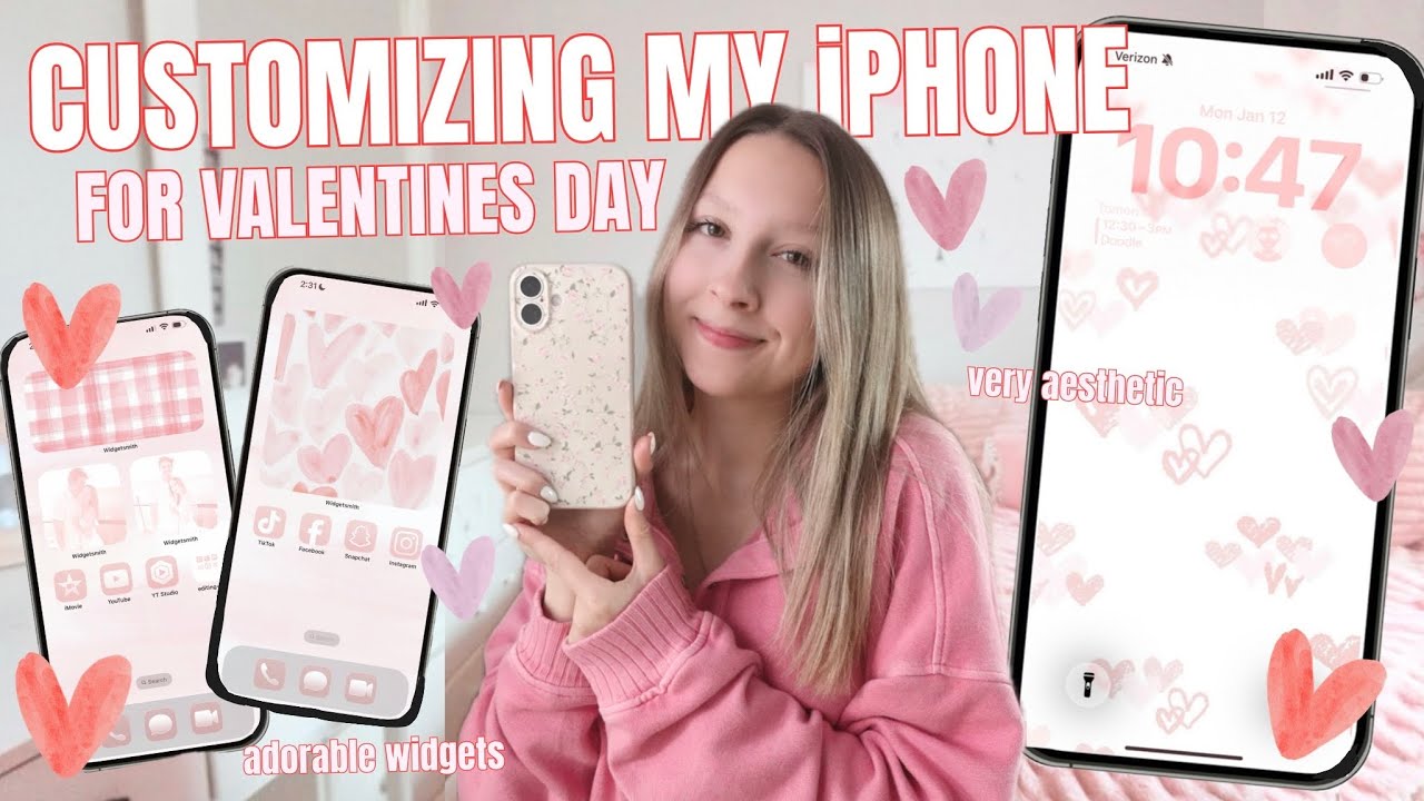 Персонализирую свой iPhone ко Дню святого Валентина💝 нежно-розовая эстетика, очаровательные видже...