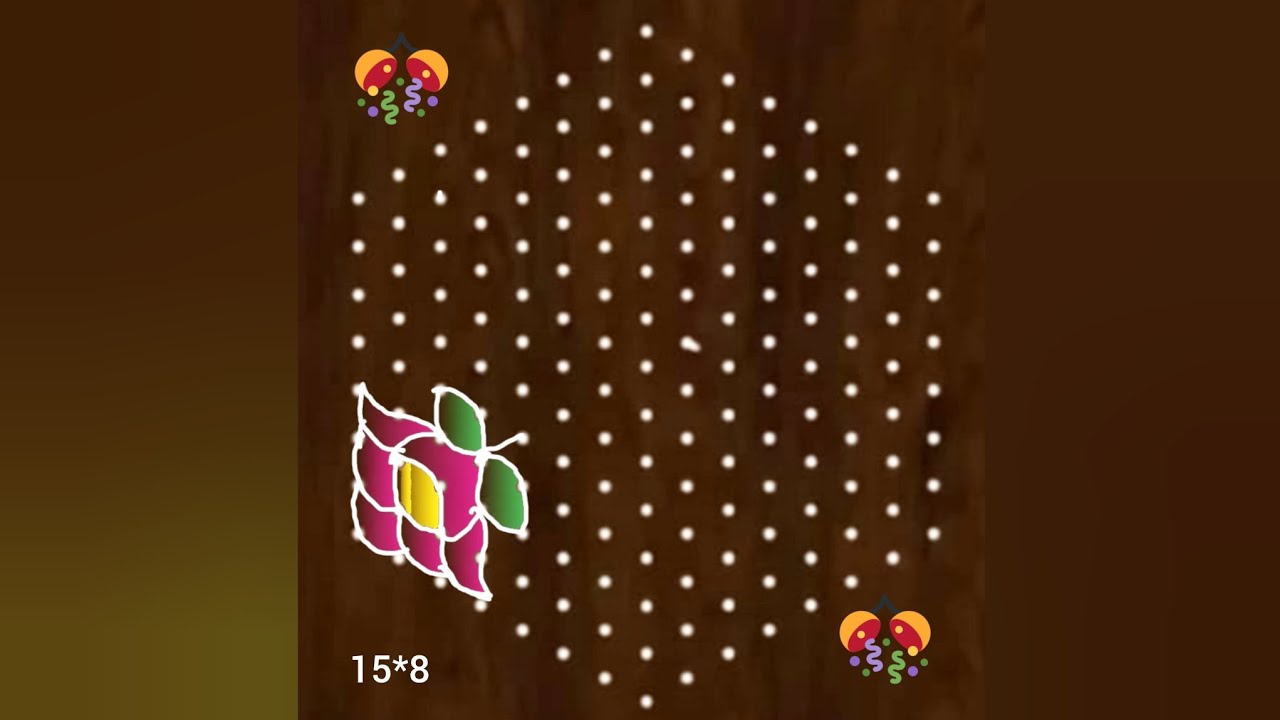 15*8 dots easy daily beautiful rangoli 🍁Ugadi chukkla 🍁Akshay tadige mugglu 🍁