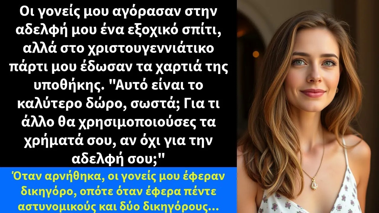 Οι γονείς μου αγόρασαν στην αδελφή μου ένα εξοχικό σπίτι, αλλά στο χριστουγεννιάτικο πάρτι μου