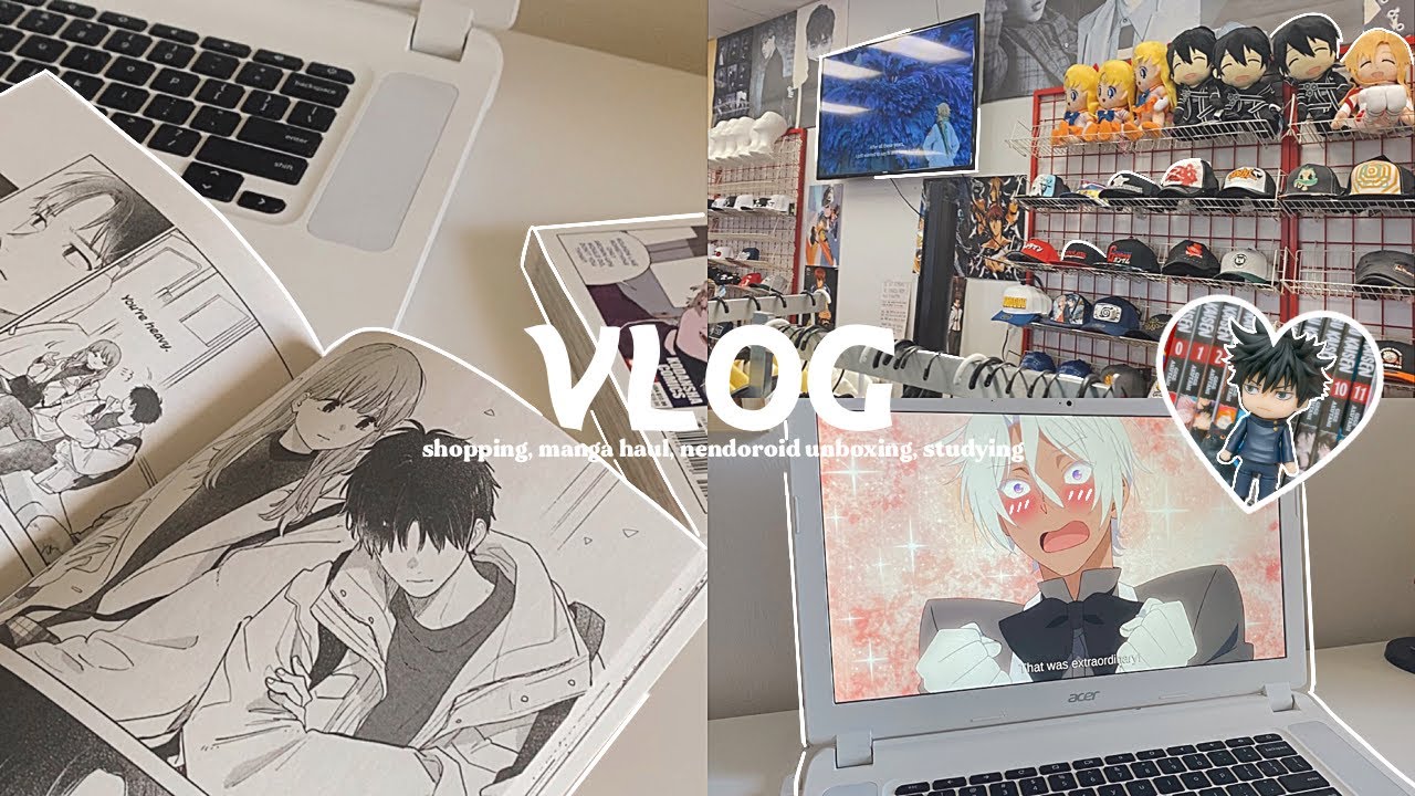 vlog : shopping, manga haul, nendoroid unboxing, studying, watching anime