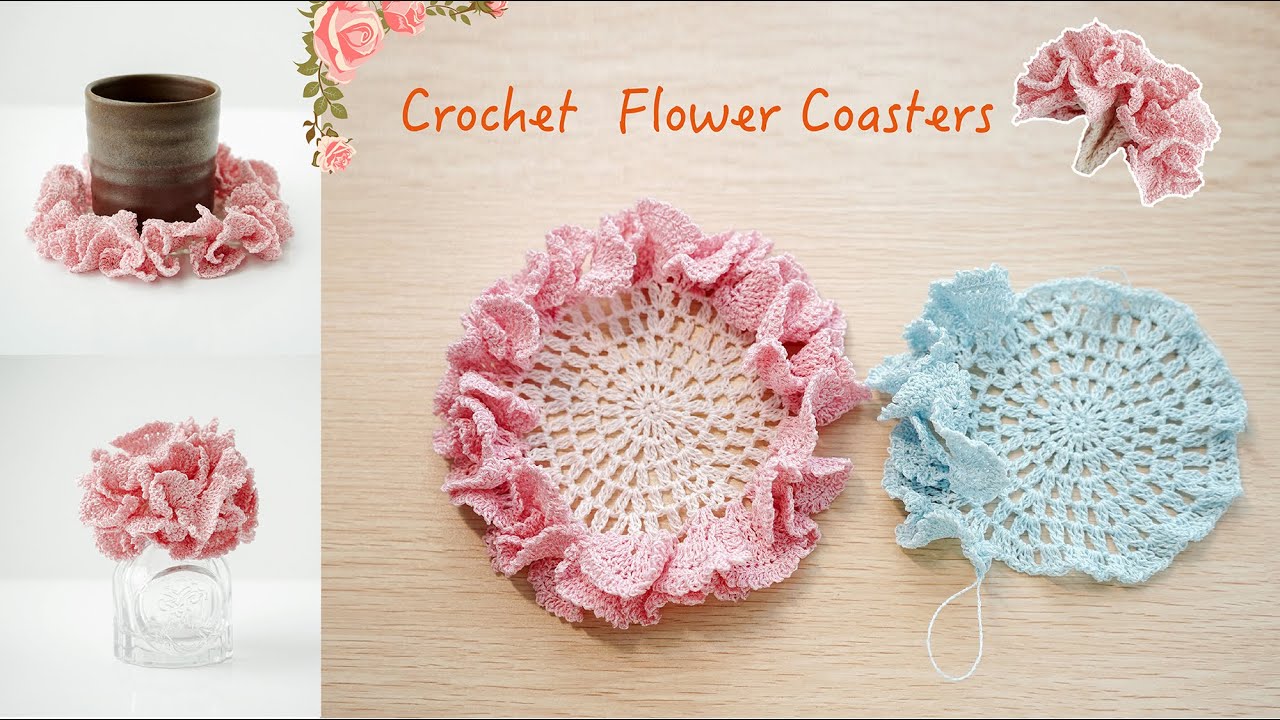 【鉤針教程】手工鉤織康乃馨杯墊 ｜DIY母親節禮物 🌺 Crochet for beginners tutorial