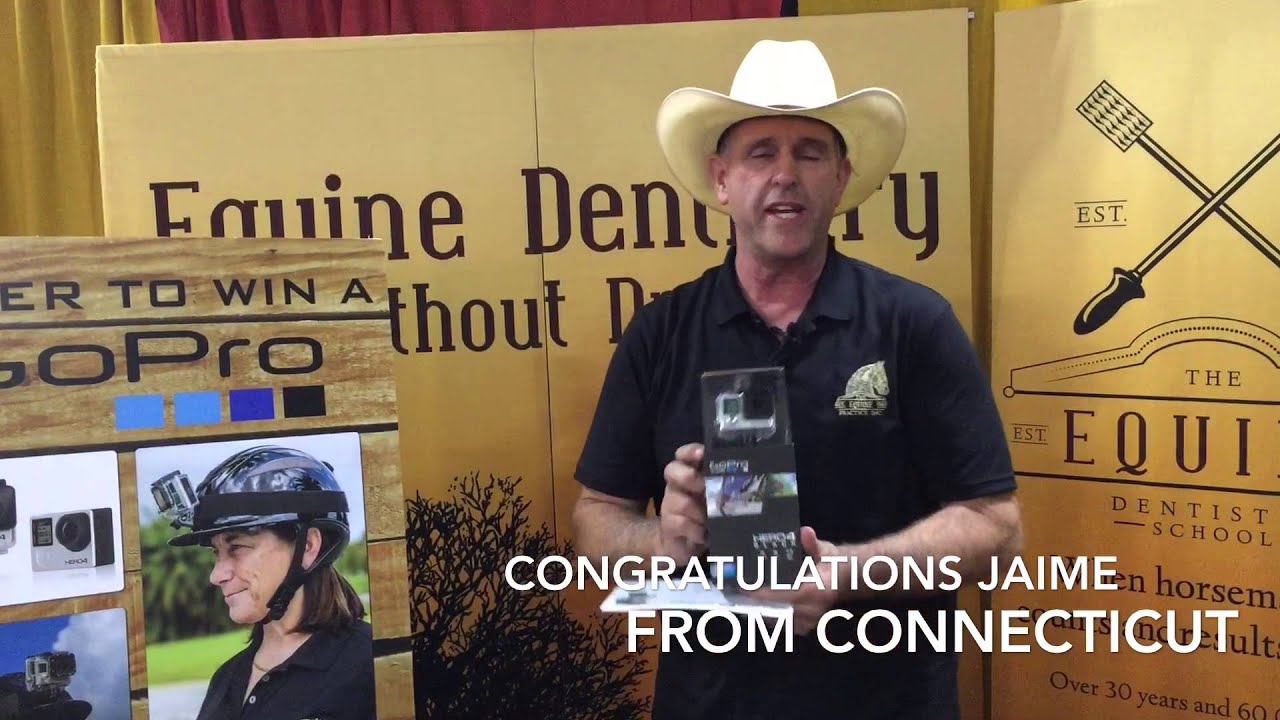 Geoff Tucker, DVM announces the winner of the GoPro Hero4 at The Equine Affaire