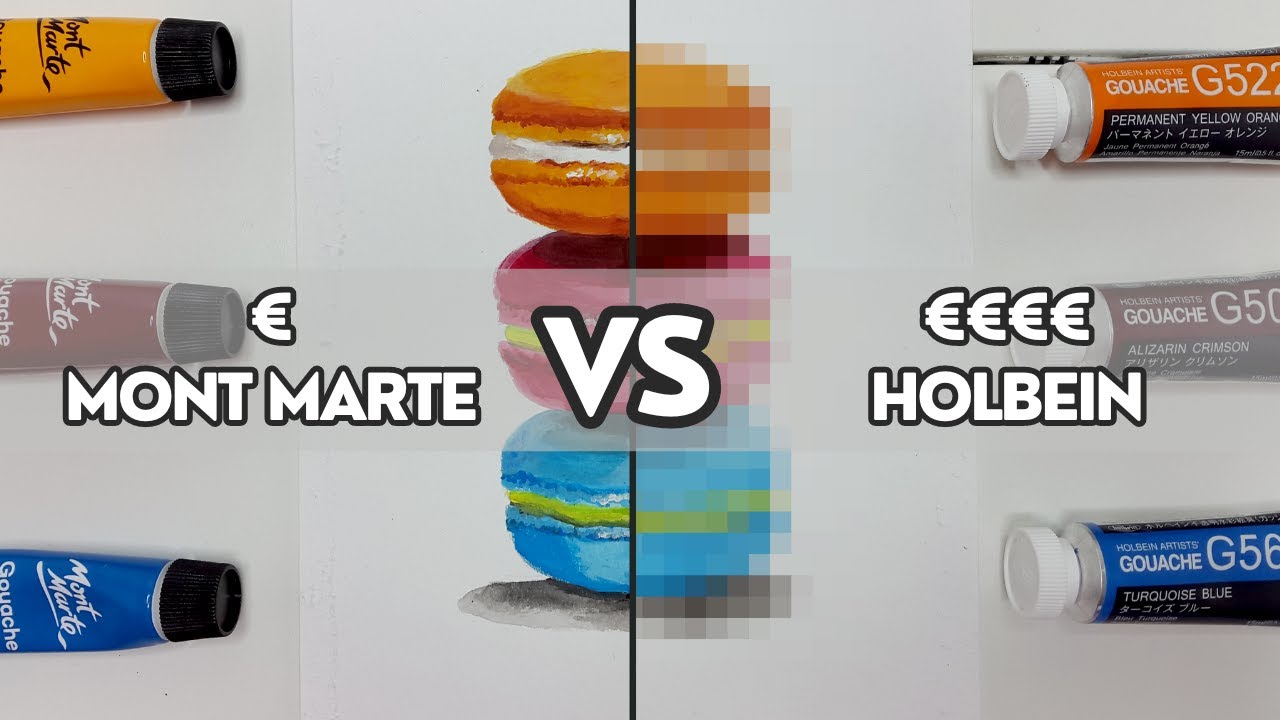 GOUACHE COMPARISON - Holbein €€€€ VS Mont Marte € 🤔 #gouacheart   #gouachepaint #artsupplies