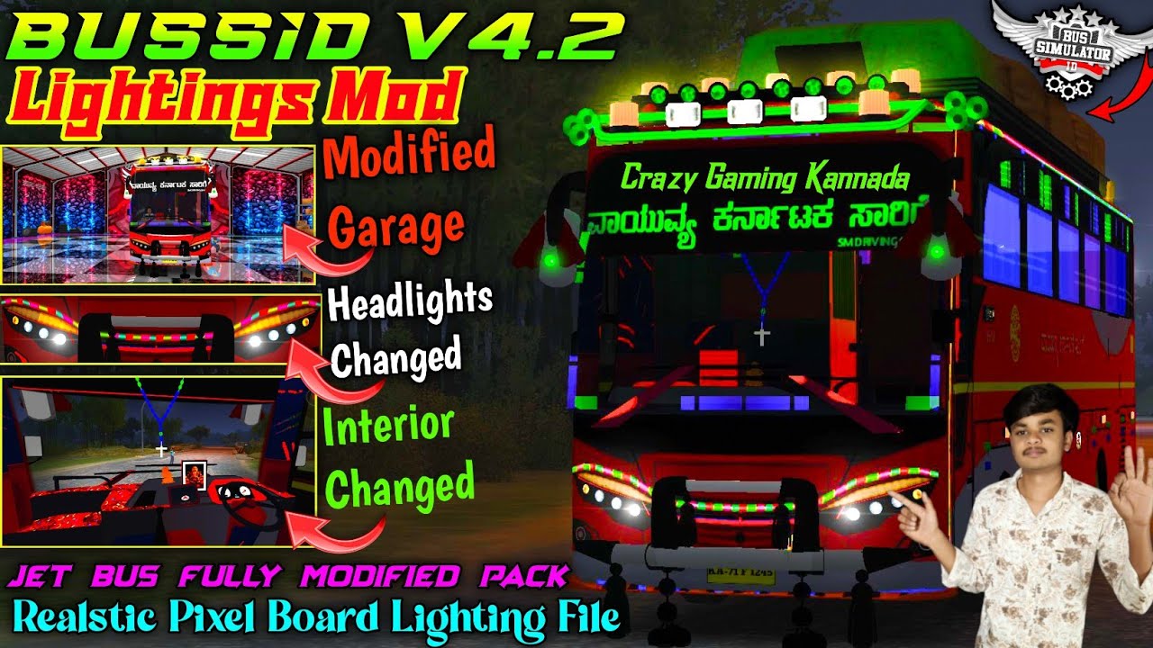 LIGHTINGS MOD FOR BUSSID V4.2 IN KANNADA🤩BUSSID 4.2 LIGHTINGS FILE FOR JET BUS 💥JET BUS LIGHTING MOD
