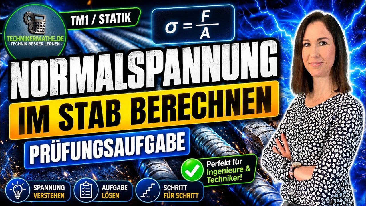 Prüfungsaufgabe - Normalspannung bestimmen | Hängender Stab | TM2 für Techniker, Meister & Azubis!