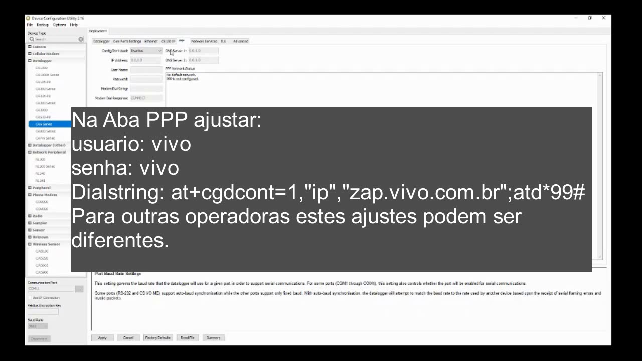 Configuração Telemetria 3G datalogger Campbell CR1000 CR6 CR300 CR3000