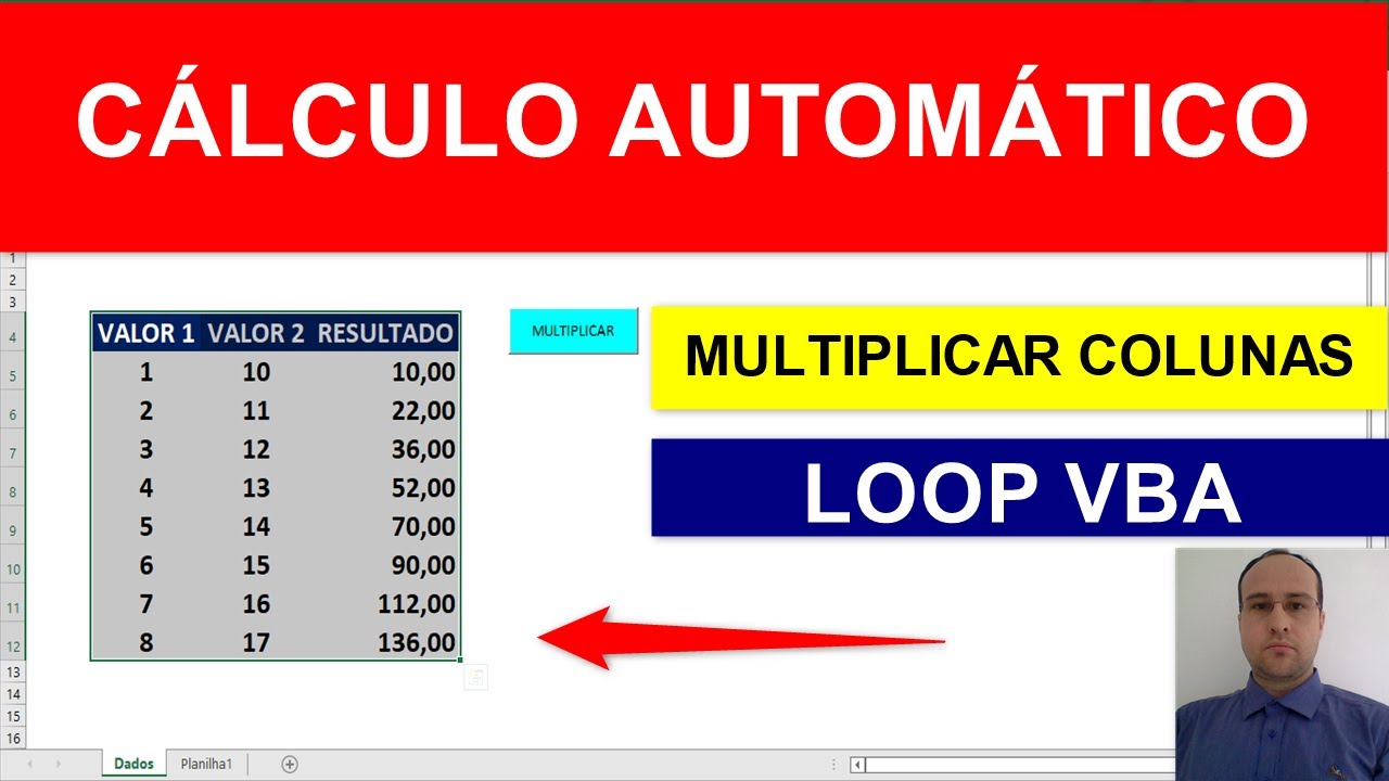 Planilha Excel - MULTIPLICAÇÃO - CÁLCULO AUTOMÁTICO com VBA