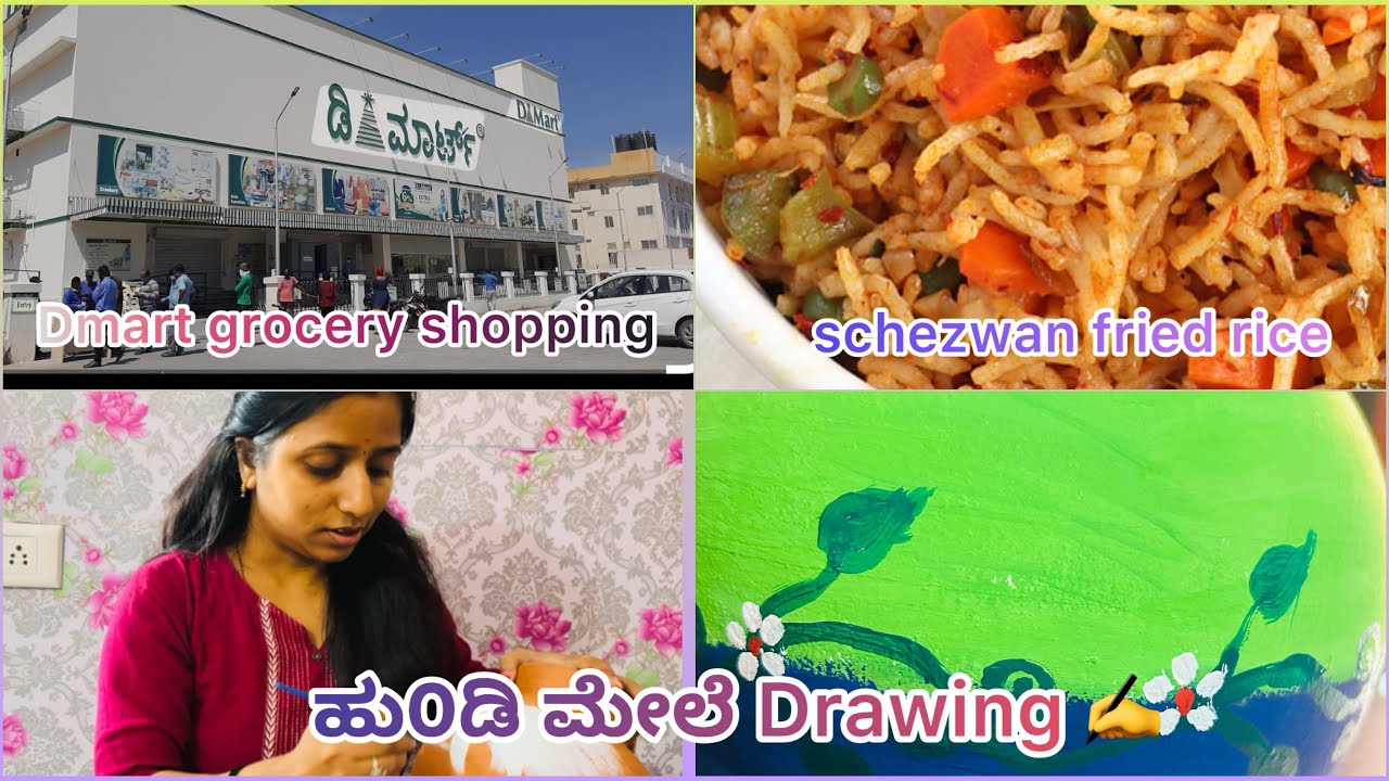 D-mart grocery shopping | Shopping vlog | schezwan fried rice | Talking about my savings | Drawing 