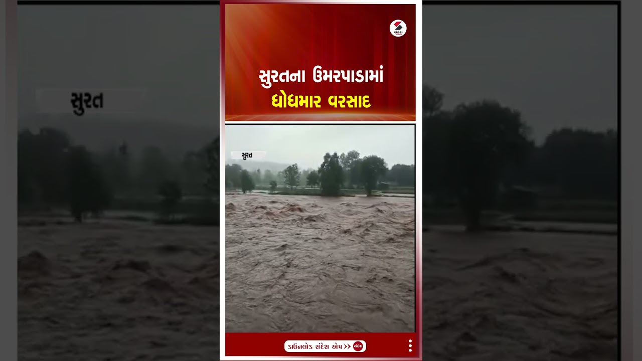 Surat | સુરતના ઉમરપાડામાં ધોધમાર વરસાદ | Umarpada | Gujarat | Sandesh News