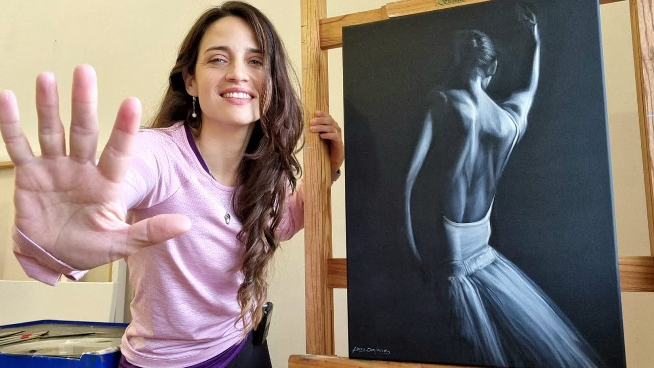 146. Tecnica para pintar con acrilico una bailarina en blanco y negro
