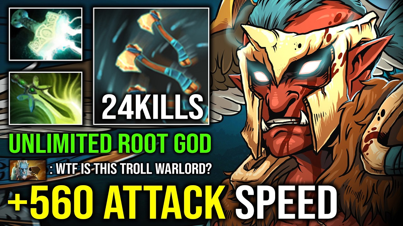 WTF +560 ATTACK SPEED Unlimited Lightning 1v5 Root Battle Trance Troll Warlord Dota 2
