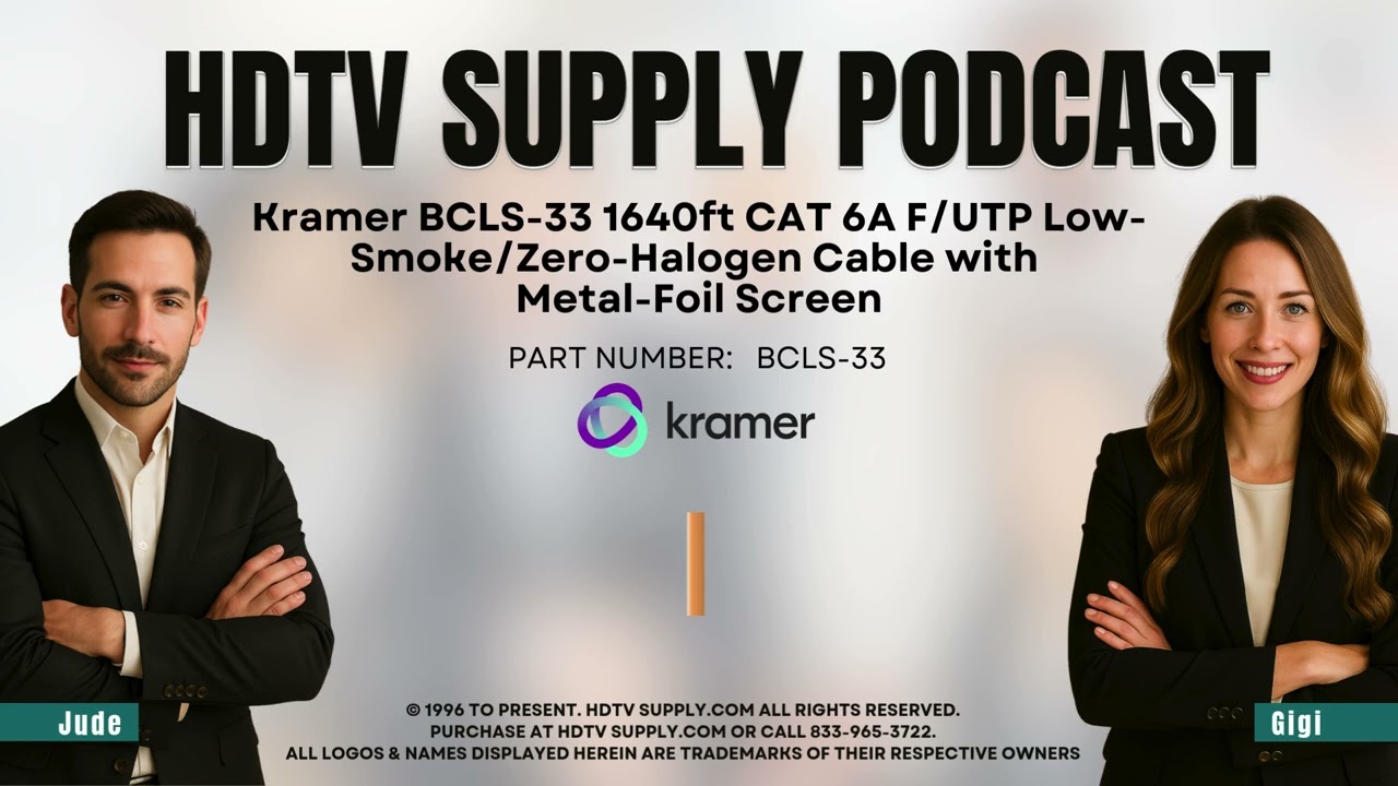 Kramer BCLS-33 1640ft CAT 6A F/UTP Low-Smoke/Zero-Halogen Cable with Metal-Foil ScreenKramer