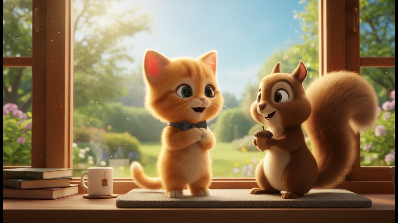 Cat Story: Pipkin’s Small Act of Courage | A Shy Kitten and a Squirrel Friend