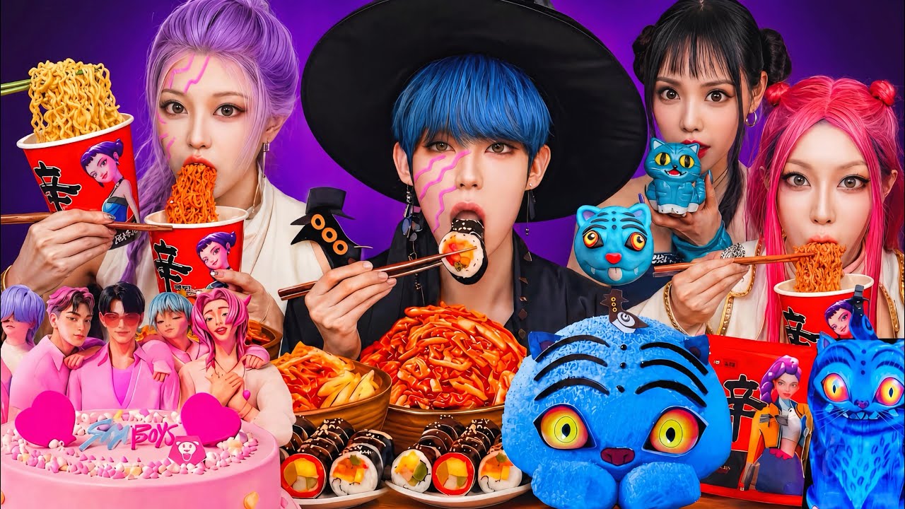 ASMR KPop Demon Hunters 케데헌 김치 김밥 디저트 불닭 아이스크림 젤리 먹방 DESSERTS JELLY CANDY MUKBANG EATING SOUNDS