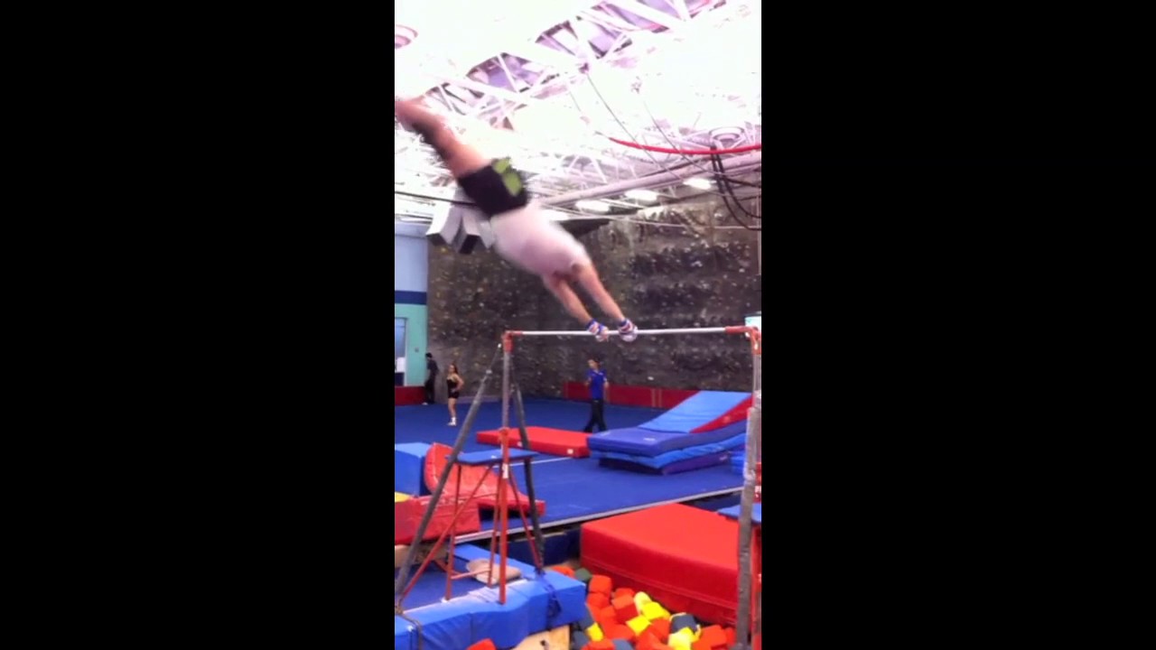 Chelsea Piers, New York adult gymnastics high bar giants with Tom Pace