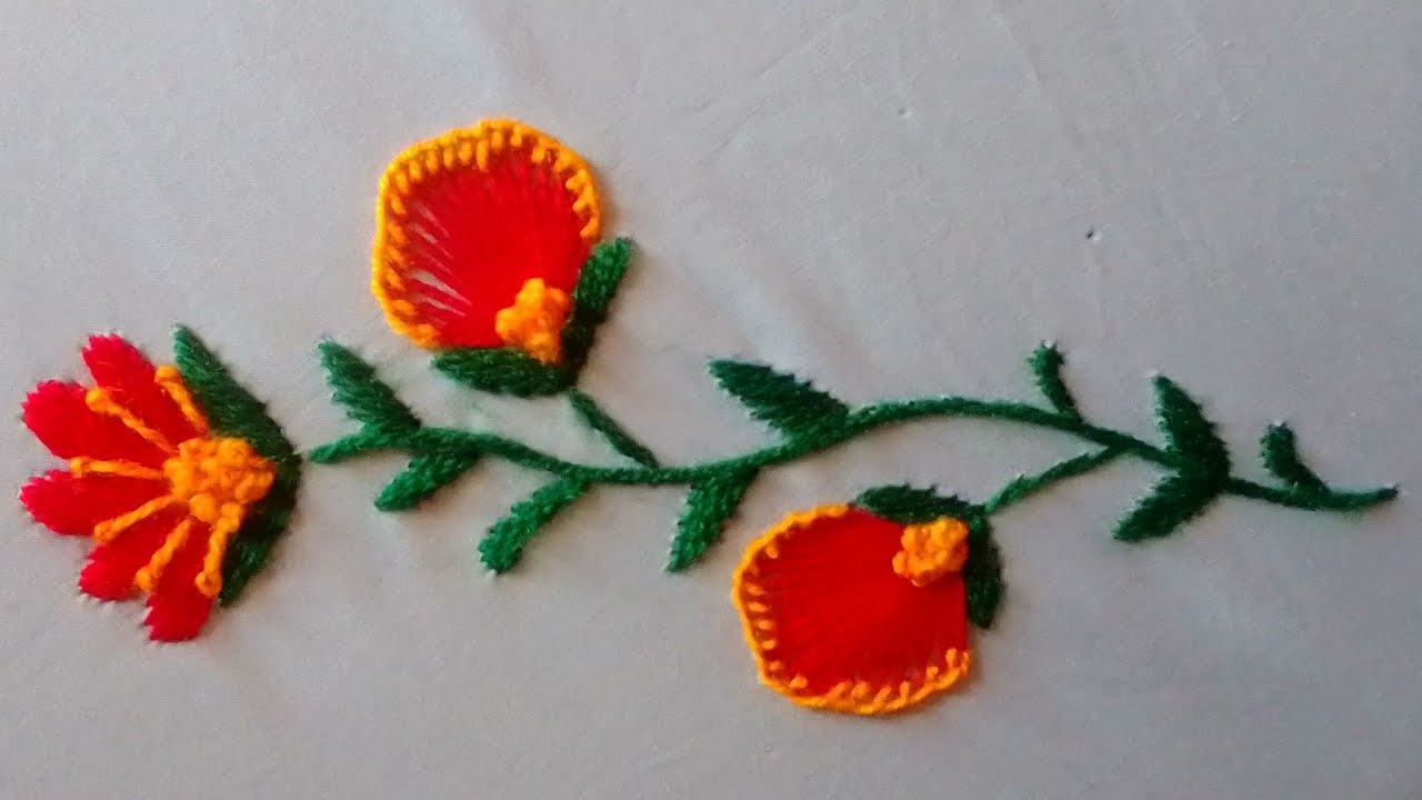 Beautiful and easy flower design, hand embroidery work #embroidery#