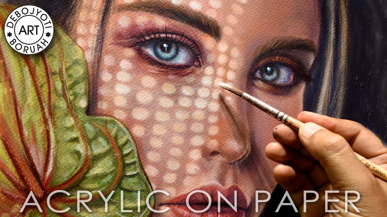 DRAMATIC LIGHT AND SHADOW | REALISTIC ACRYLIC PORTRAIT PAINTING ON PAPER BY DEBOJYOTI BORUAH