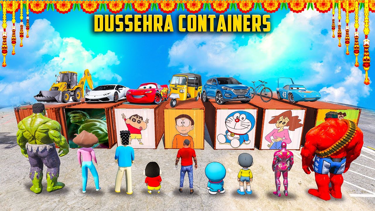 Franklin & Shinchan Opeaning Containers Dussehra Special | దసరా కంటైనర్లు పంపాడు🤩 In GTA 5 Telugu