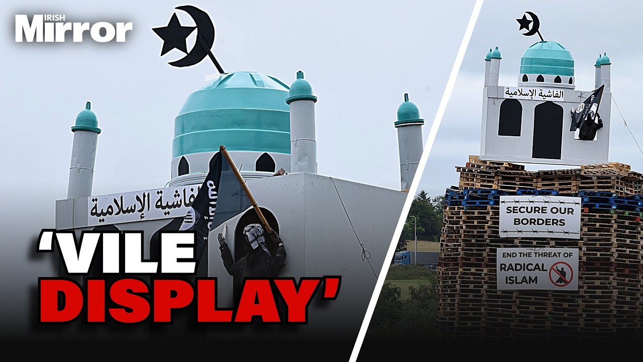 &lsquo;CLEAR HATE CRIME&rsquo; Man arrested after replica mosque placed on top of loyalist bonfire