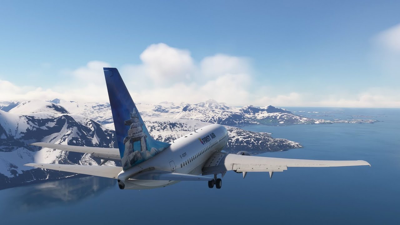MSFS2020 Boeing 737 First Air Landing at Nuuk (BGGH), Greenland