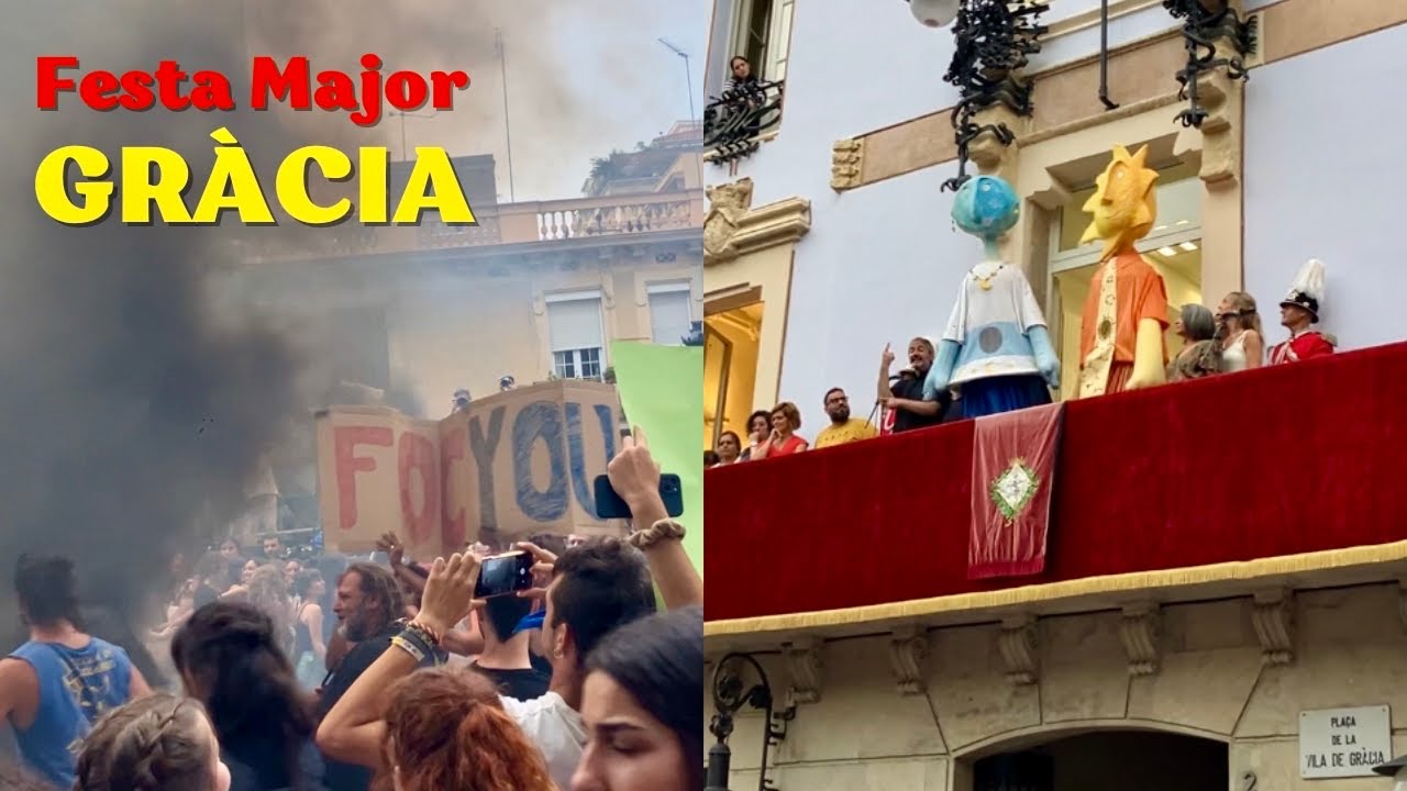 Pregó de Festa Major de Gràcia 2024 en Barcelona amb Manifestacions