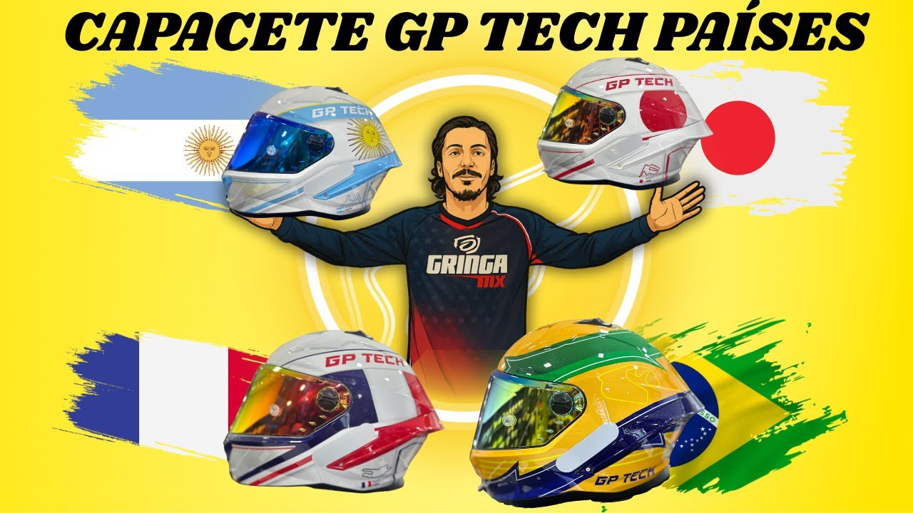 Lançamento Capacete Países GP TECH Pilot, barato e bom? - Review Completo