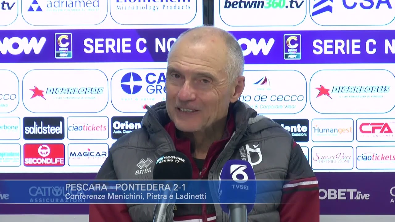 Pescara - Pontedera 2-1: Leonardo Menichini Niccol&ograve; Pietra e Riccardo Ladinetti