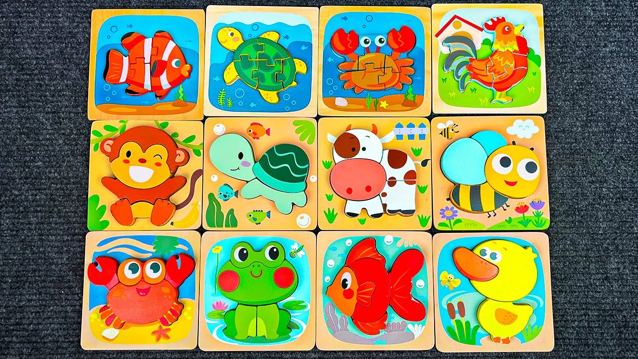Best Learn Shapes with Animals Shape Matching Puzzle | Preschool Toddler Learning Kids Toy Video