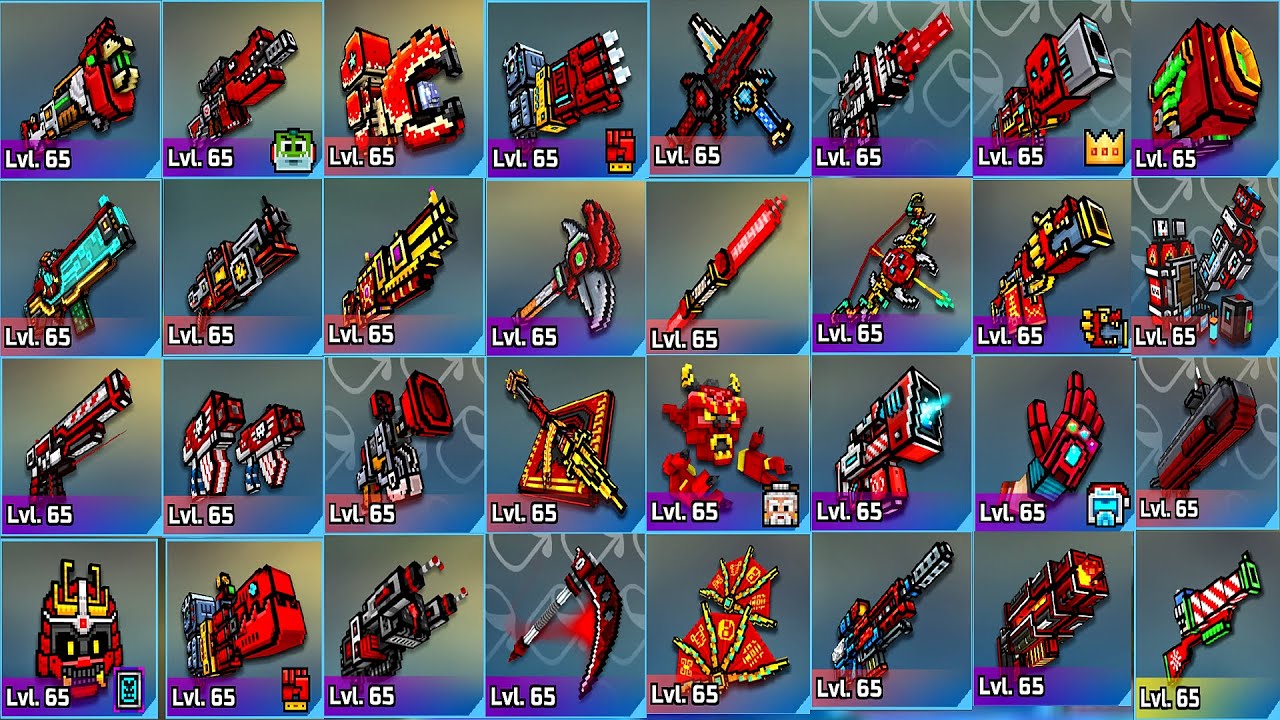 Pixel Gun 3D - Using All Red Weapons Challenge (LvL 65)