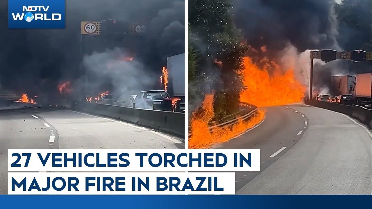 Brazil Tanker Fire | Fuel Tanker Overturns, 27 Vehicles Torched In Fire On Brazil's Southern Highway