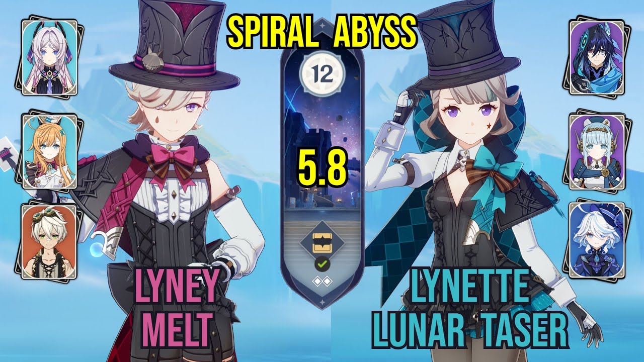 C0 Lyney Melt + C6 Lynette Lunar Taser | Spiral Abyss 5.7 - 5.8 | Genshin Impact