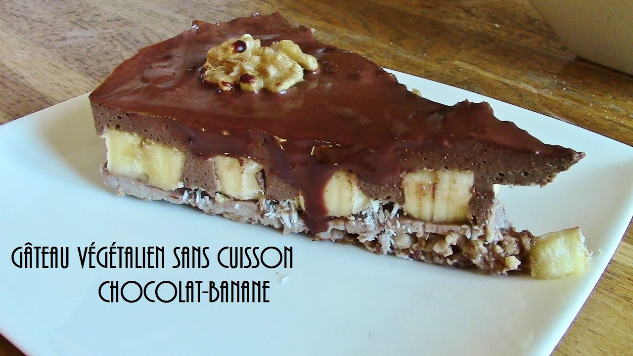 Gâteau cru (sans cuisson) banane, caroube