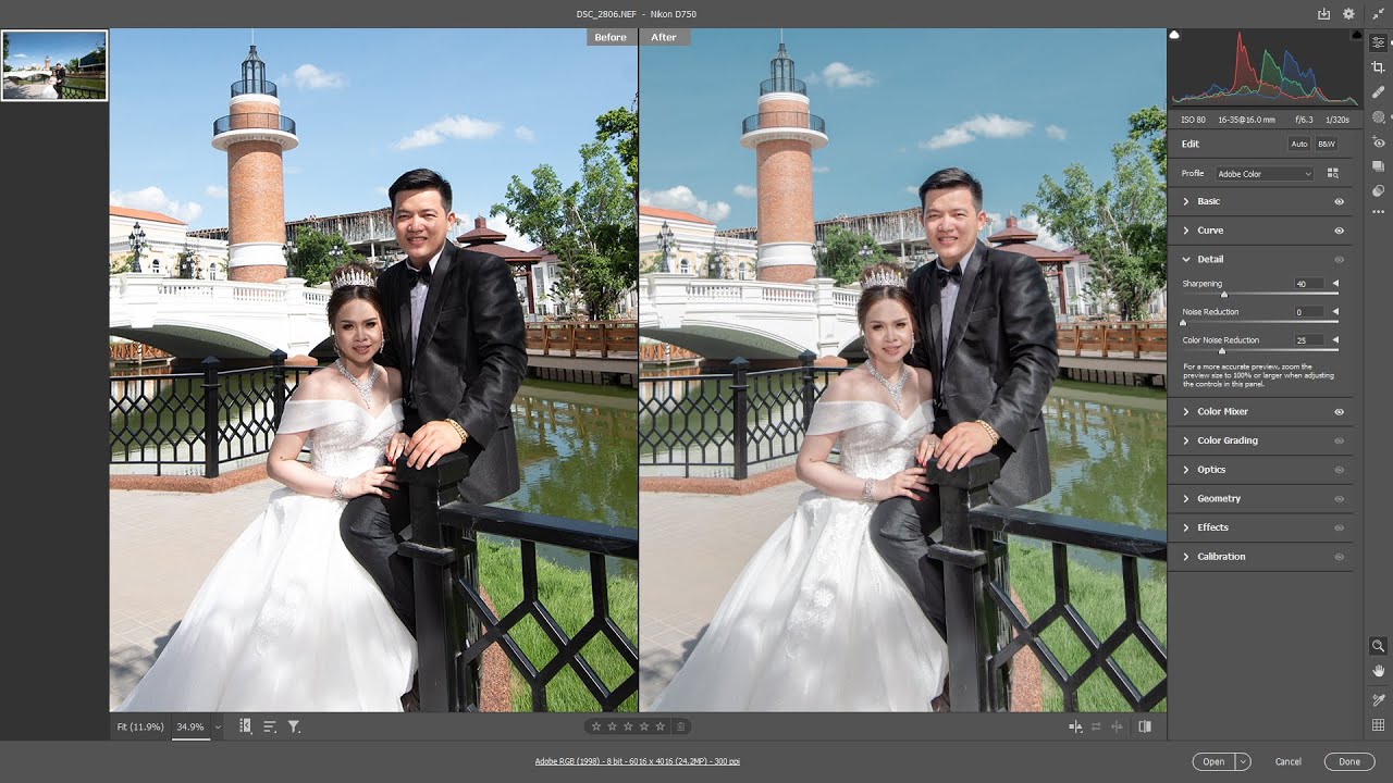 How to edit color Photo Camera RAW in Photoshop/ របៀបកែររូប Pre wedding Camera RAW in photoshop