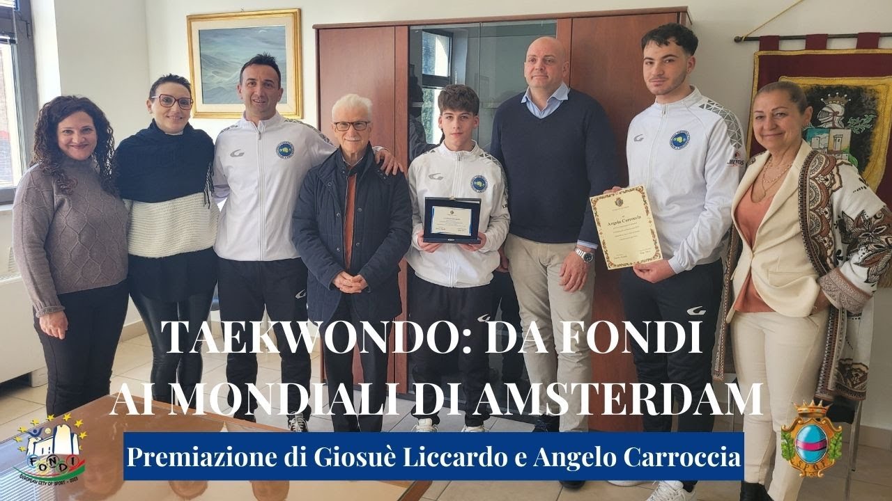 Taekwondo: Giosuè Liccardo e Angelo Carroccia premiati dal sindaco dopo i mondiali di Amsterdam