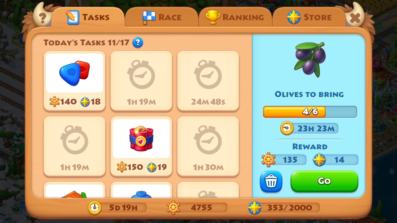 Township. Regatta thoughts, then Ruler of the Mine grind.