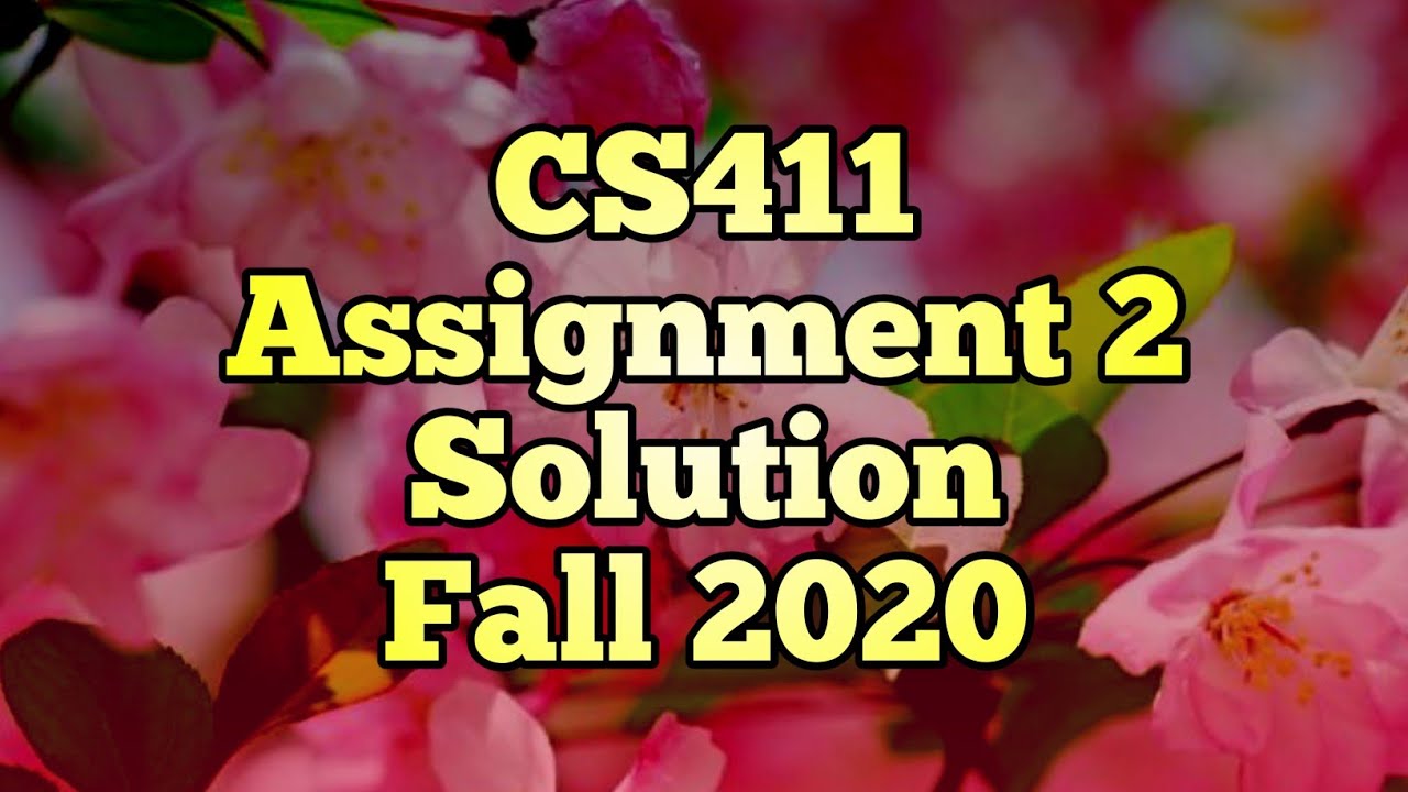 CS411 Assignment No 2 Fall 2020