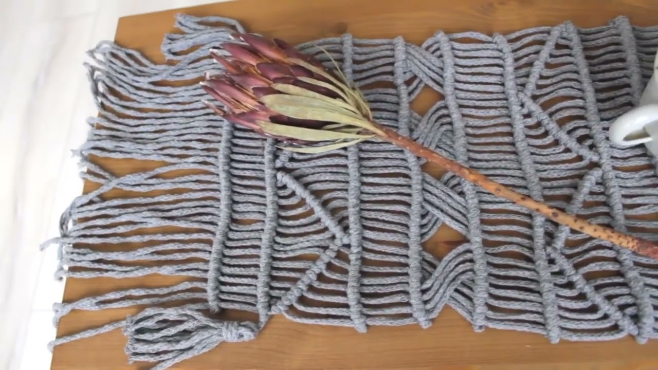 Boho grey table runner