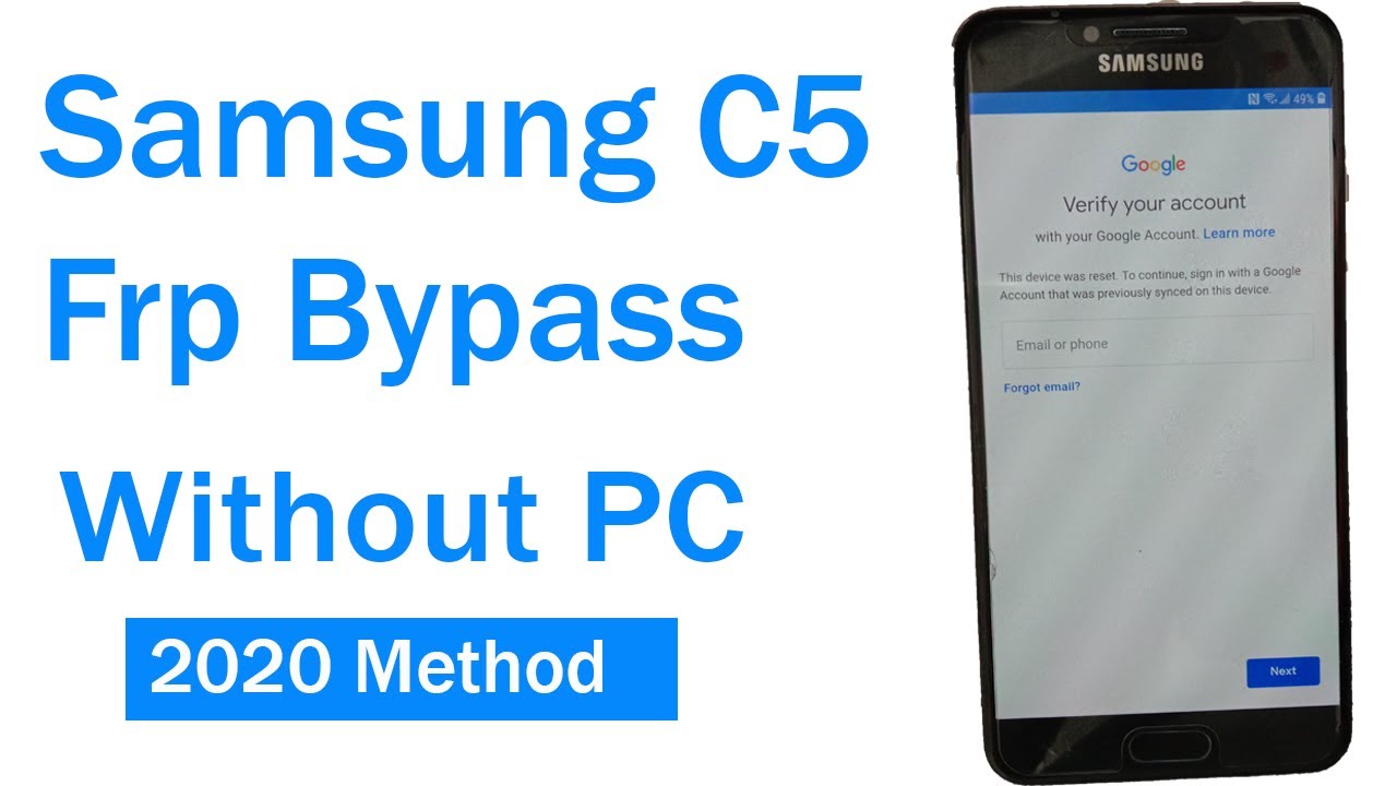 How to Remove Google Account From Samsung C5 | Samsung C5 Frp Bypass without PC | 2020 Method