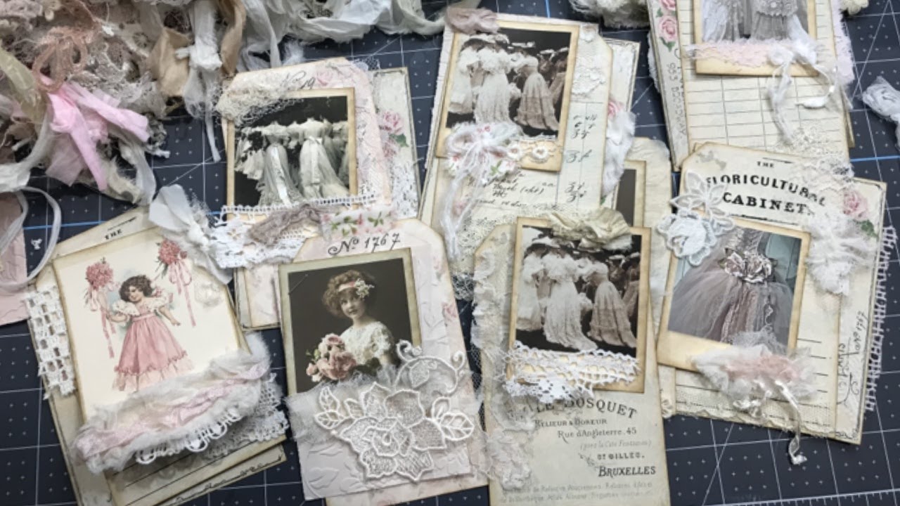 Mass Making - Ephemera of duo/trio cards for junk journals, shabby chic style.