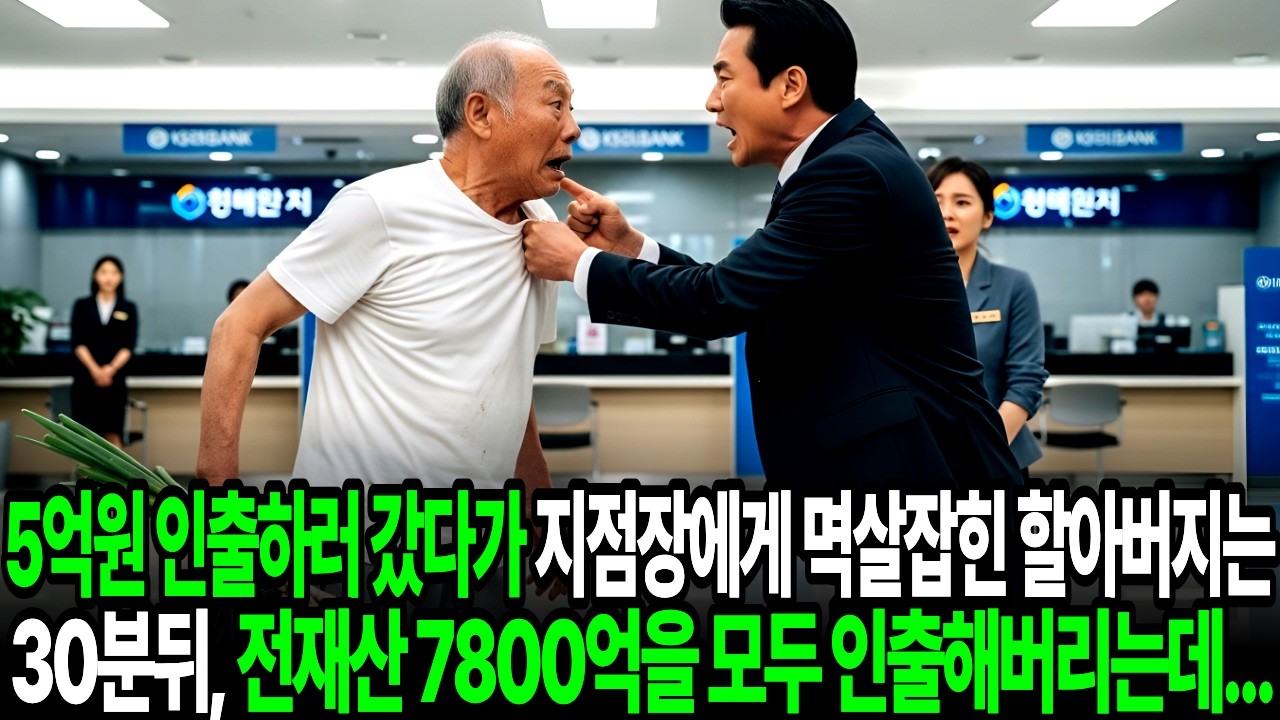 5억원 인출하러 갔다가 지점장에게 멱살잡힌 할아버지는 30분뒤, 전재산 7800억을 모두 인출해버리는데...#시니어사연 #인생사연 #오디오북 #참교육 #통쾌한이야기 #반전이야기