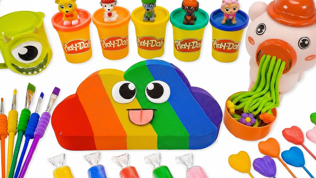 How To Make Kinetic Sand Rainbow Playdoh Cloud & Cutting ASMR 🌈 Kinetic Sand ASMR