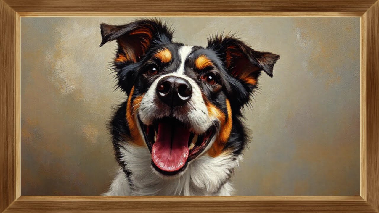 Cute Realistic Dog | Oil Painting 4K Screensaver | Frame Tv Art Gallery