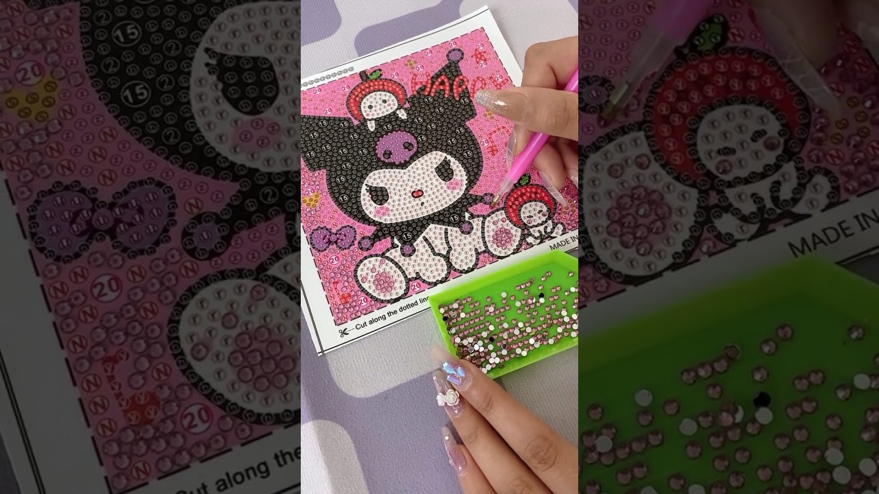 💎 Kuromi Cartoon Diamond Painting Kit For Kids #asmr #craft #cartoon #artwork #youtubeshorts