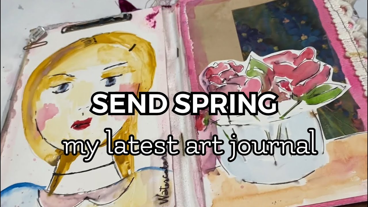 Journal Flip-Through: SEND SPRING Junk Journal with Safety Pin Binding. Garden Theme Color Palette.