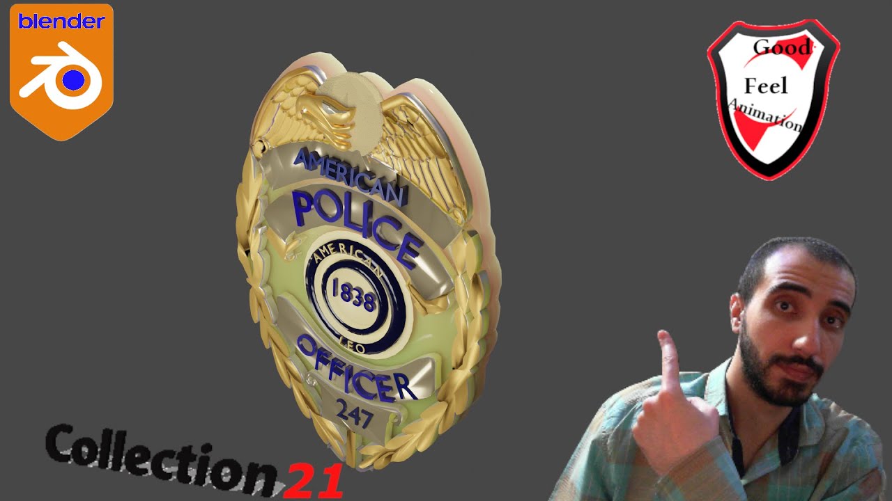 How to design and model a police badge for a game in Blender