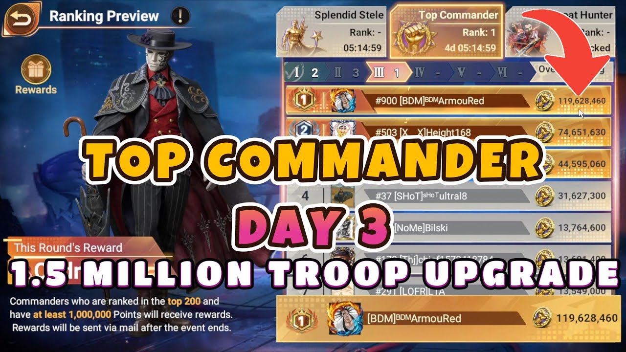 Top Commander Day 3 - 1.5 Million Troops Upgraded