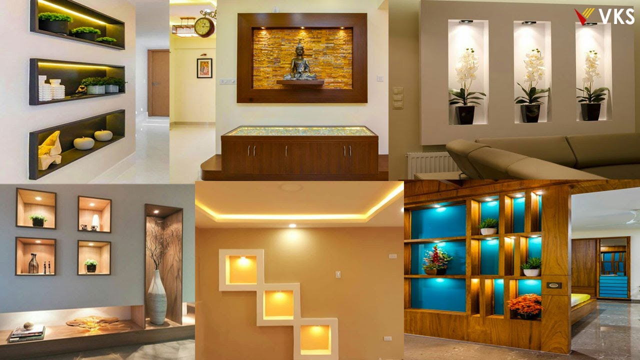 Wall Niches Design | Wall Shelves LED Lights Decorating Ideas | Living Room Wall Interior Ideas