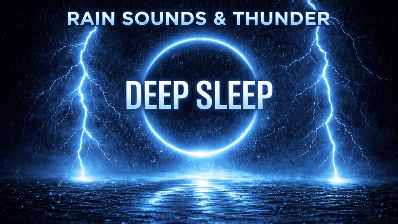 Deep Sleep Rain Sounds with Thunder | Dark Screen for Sleeping | 1 Hour Relaxing Rainstorm Ambience